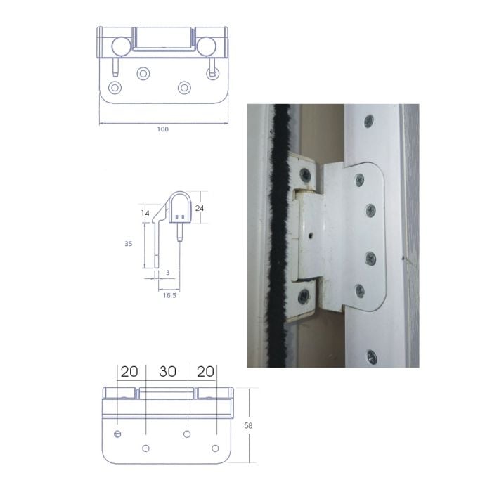 Era Laird challenger white composite door hinge