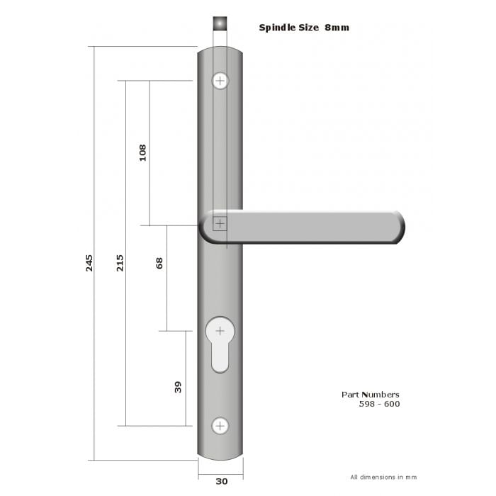 White Fullex Door Handle 68pz