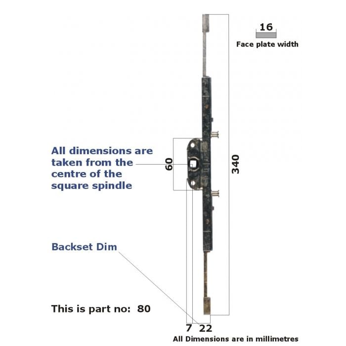 maco Maco Window Lock Mark 2 Gear Box 22mm Backset Non Crop 340mm BS22